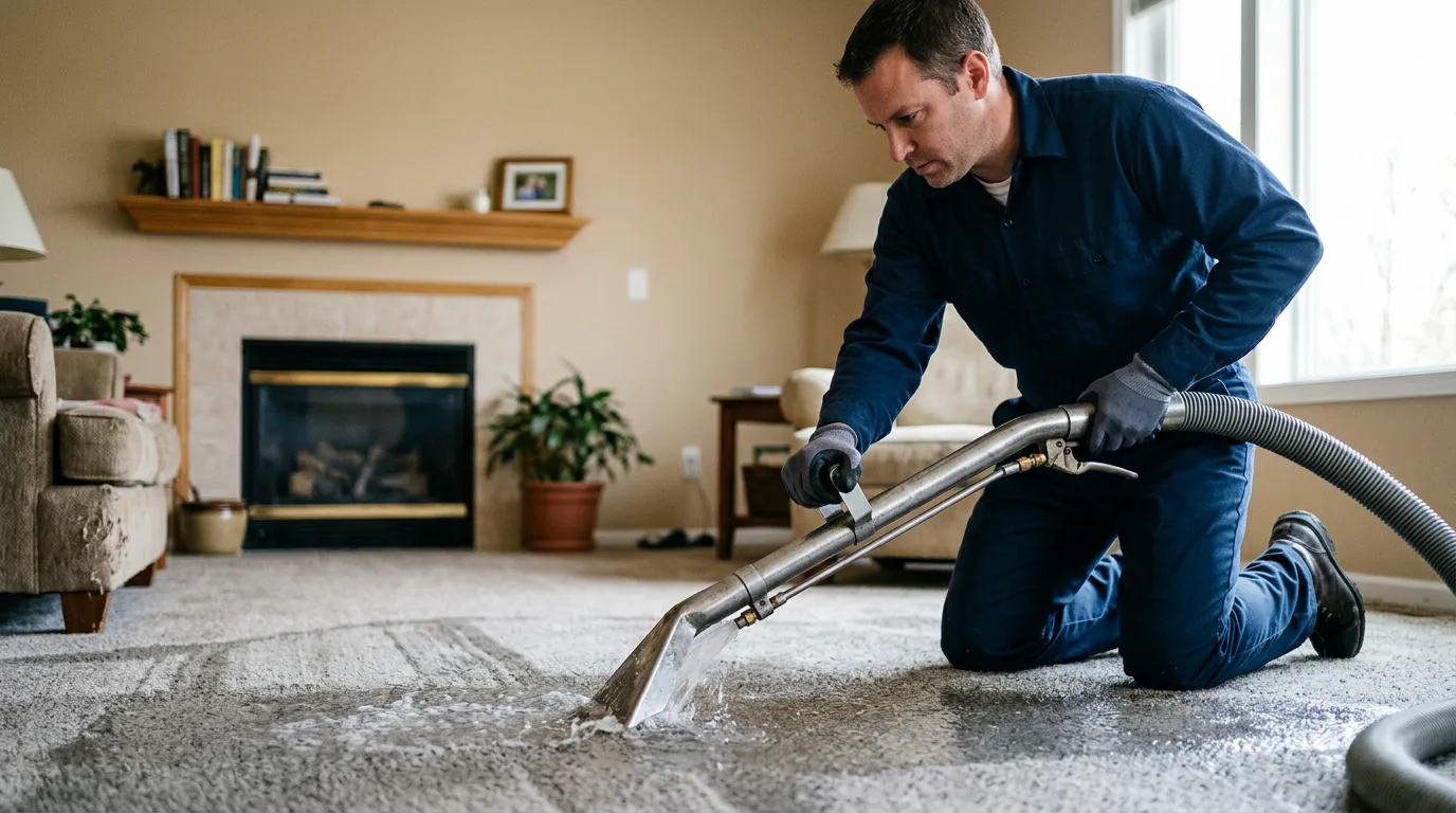 Water damage restoration technician working near Wheaton, IL